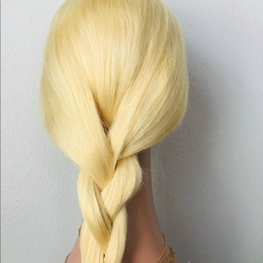 Human Wigs Lace Closer Honey Blonde Straight 150 Density 4x4 Gold 613 20-Inch - Picture 11 of 11